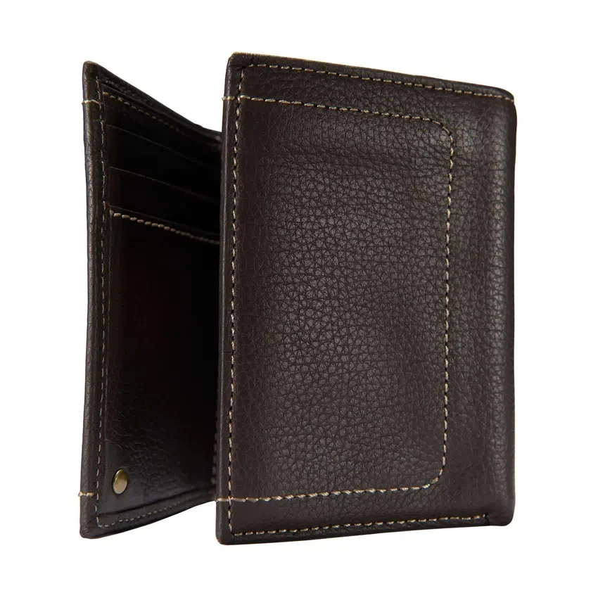 Cartera tríptica de piel granulada