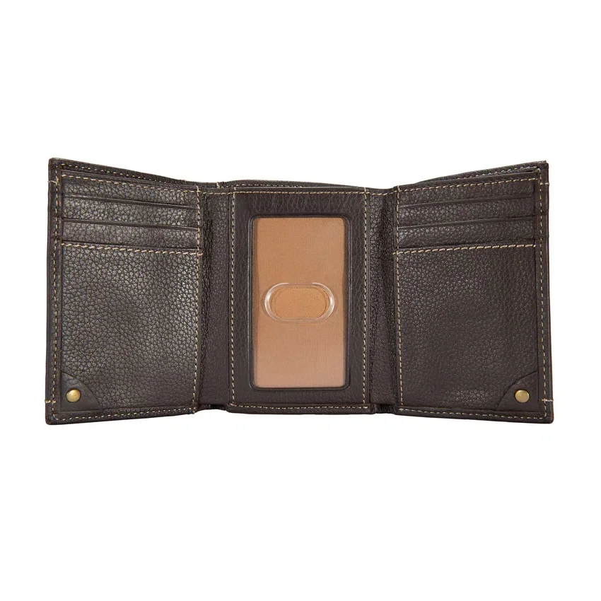 Cartera tríptica de piel granulada