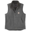 Chaleco de cuello alto para hombre, de lona lavada y forrado de sherpa