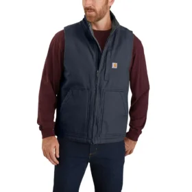 Chaleco de cuello alto para hombre, de lona lavada y forrado de sherpa