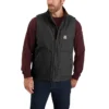 Chaleco de cuello alto para hombre, de lona lavada y forrado de sherpa