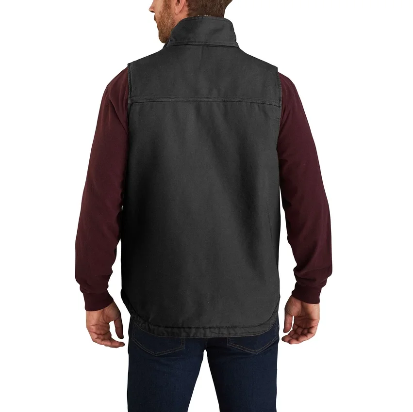 Chaleco de cuello alto para hombre, de lona lavada y forrado de sherpa