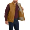 Chaleco de cuello alto para hombre, de lona lavada y forrado de sherpa