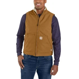 Chaleco de cuello alto para hombre Fr, de tela de pato y forro de sherpa - Chalecos ignífugos