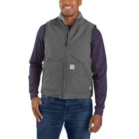 Chaleco de cuello alto para hombre Fr, de tela de pato y forro de sherpa - Chalecos ignífugos