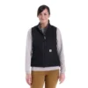 Chaleco de cuello alto para mujer, de lona de algodón lavada con forro de sherpa