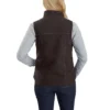 Chaleco de cuello alto para mujer, de lona de algodón lavada con forro de sherpa