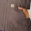 Chaleco de cuello alto para mujer, de lona de algodón lavada con forro de sherpa