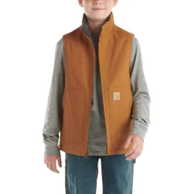 Chaleco de lona con forro de forro polar Sherpa y cremallera frontal para niño