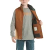 Chaleco de lona con forro de forro polar Sherpa y cremallera frontal para niño