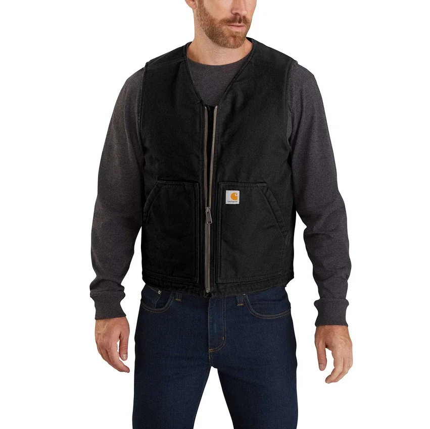 Chaleco resistente de lona lavada con forro de sherpa para hombre