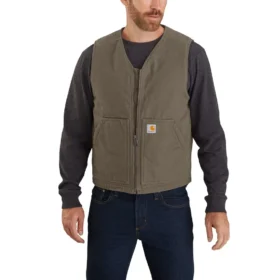 Chaleco resistente de lona lavada con forro de sherpa para hombre