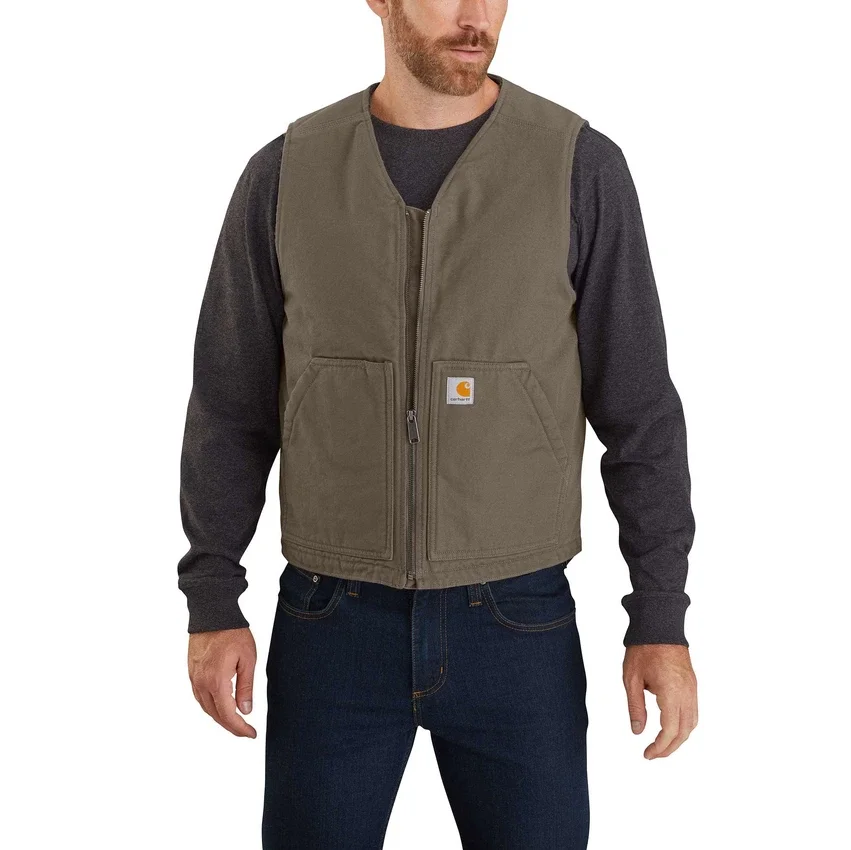 Chaleco resistente de lona lavada con forro de sherpa para hombre