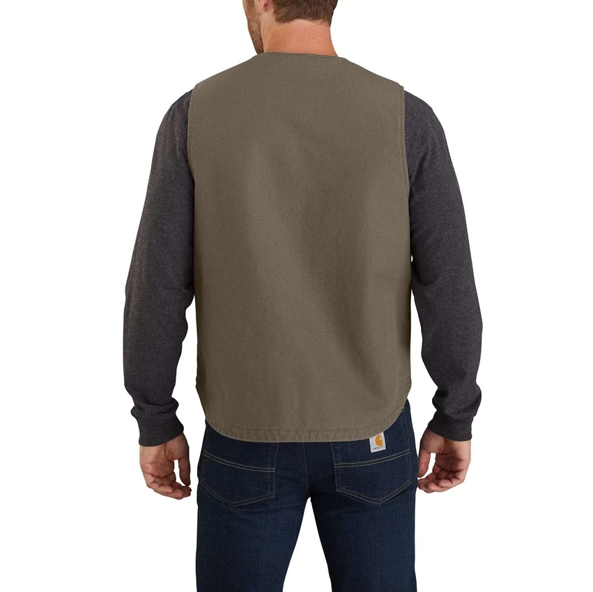 Chaleco resistente de lona lavada con forro de sherpa para hombre