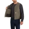 Chaleco resistente de lona lavada con forro de sherpa para hombre