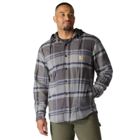 Chaqueta de camisa a cuadros con capucha Hamilton de corte holgado para hombre - Chaquetas de camisa para hombre
