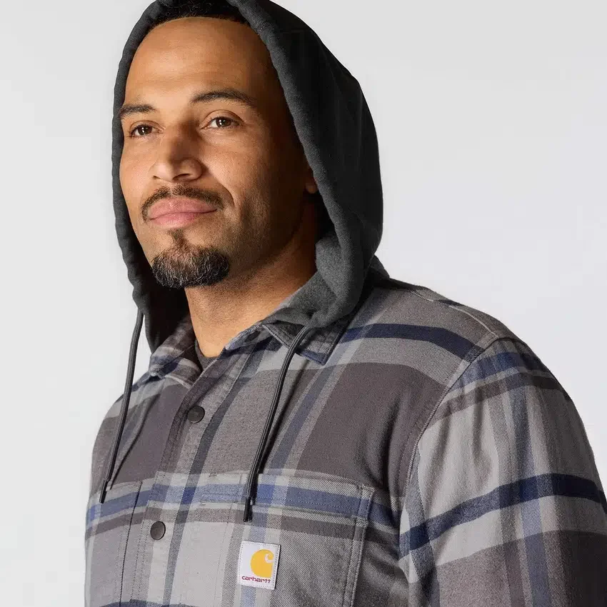 Chaqueta de camisa a cuadros con capucha Hamilton de corte holgado para hombre - Chaquetas de camisa para hombre