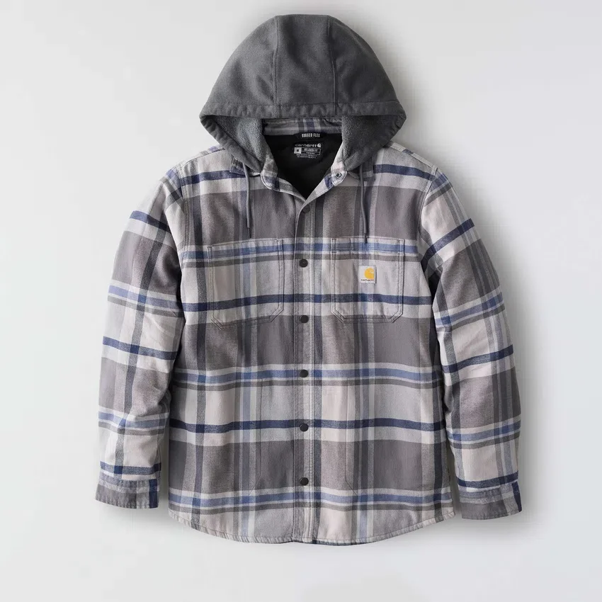 Chaqueta de camisa a cuadros con capucha Hamilton de corte holgado para hombre - Chaquetas de camisa para hombre