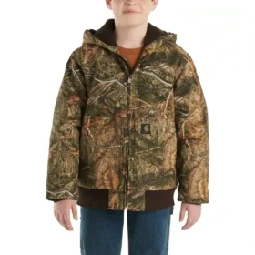 Chaqueta de camuflaje con capucha y aislamiento de lona para niño, con cremallera frontal (niños/jóvenes)