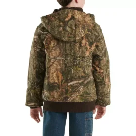 Chaqueta de camuflaje con capucha y aislamiento de lona para niño, con cremallera frontal (niños/jóvenes)