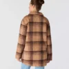 Chaqueta de forro polar a cuadros de corte holgado para mujer