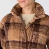Chaqueta de forro polar a cuadros de corte holgado para mujer