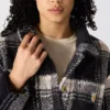 Chaqueta de forro polar a cuadros de corte holgado para mujer