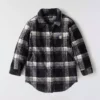 Chaqueta de forro polar a cuadros de corte holgado para mujer
