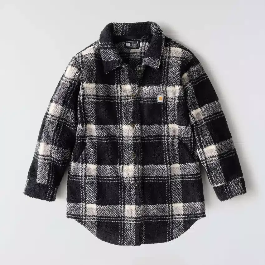 Chaqueta de forro polar a cuadros de corte holgado para mujer