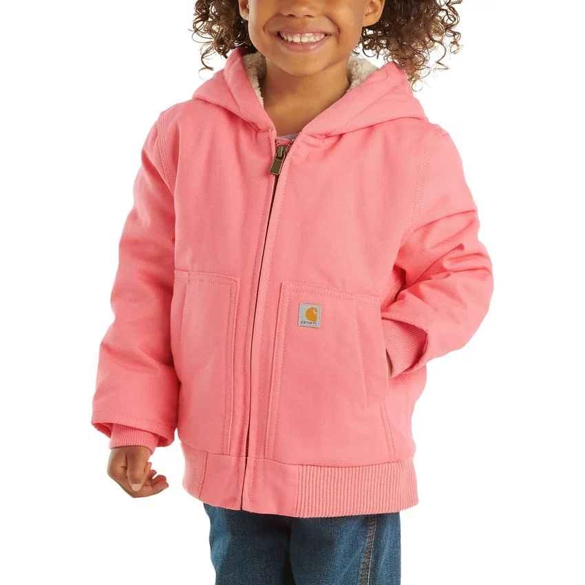 Chaqueta deportiva con capucha y aislamiento de lona con cremallera frontal para niñas (bebés/niños pequeños)