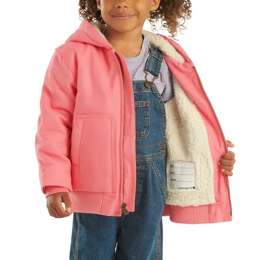 Chaqueta deportiva con capucha y aislamiento de lona con cremallera frontal para niñas (bebés/niños pequeños)