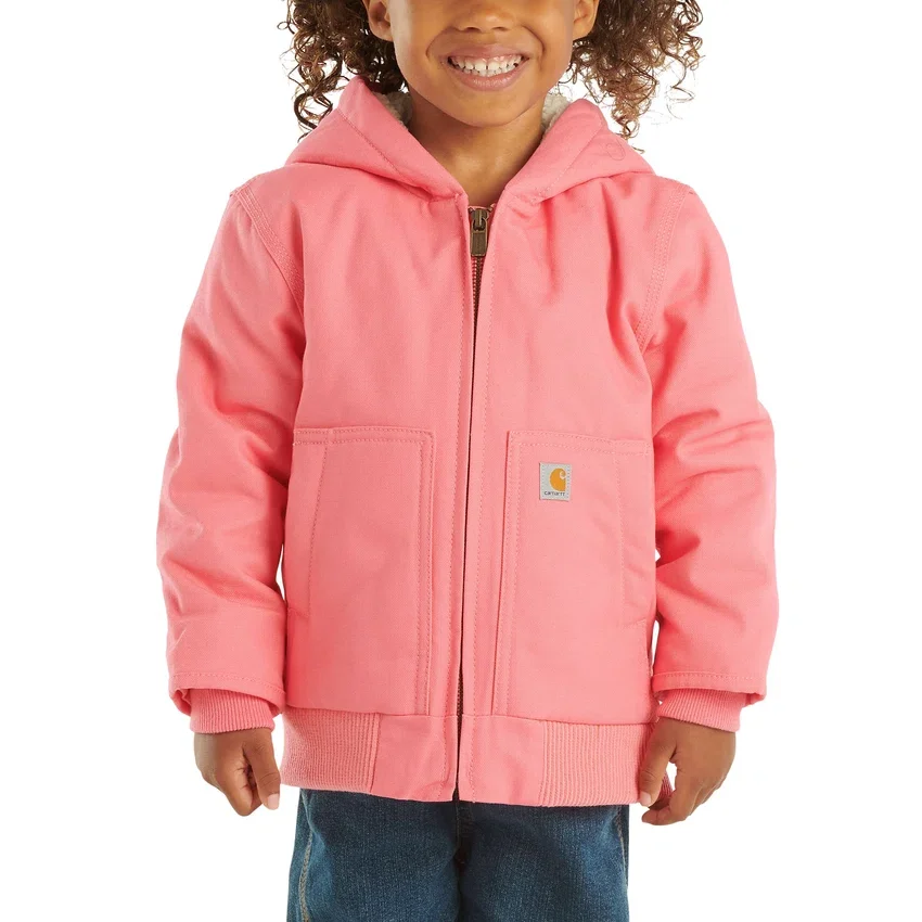 Chaqueta deportiva con capucha y aislamiento de lona con cremallera frontal para niñas (bebés/niños pequeños)