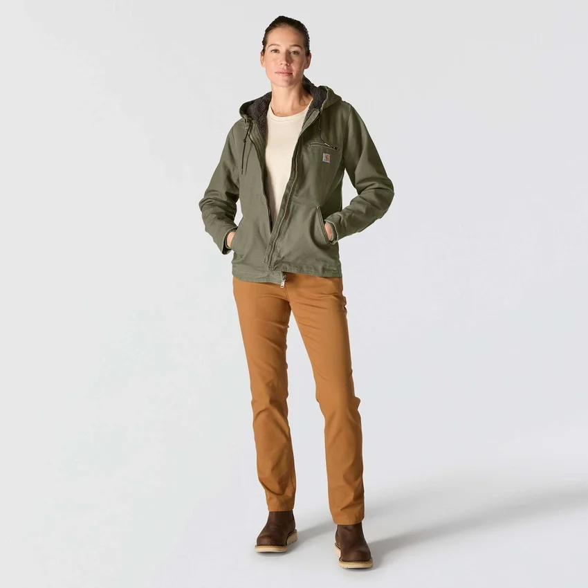Chaqueta icónica Sierra para mujer, de lona lavada y forrada de sherpa