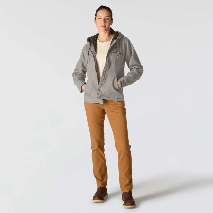 Chaqueta icónica Sierra para mujer, de lona lavada y forrada de sherpa