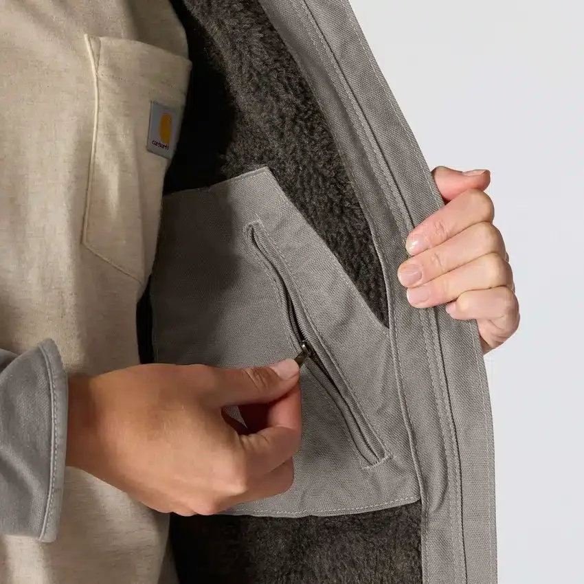 Chaqueta icónica Sierra para mujer, de lona lavada y forrada de sherpa