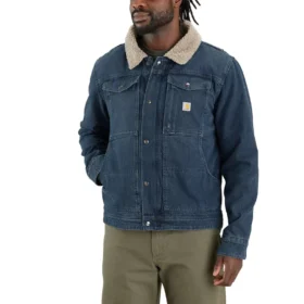 Chaqueta vaquera de corte holgado para hombre con forro de sherpa