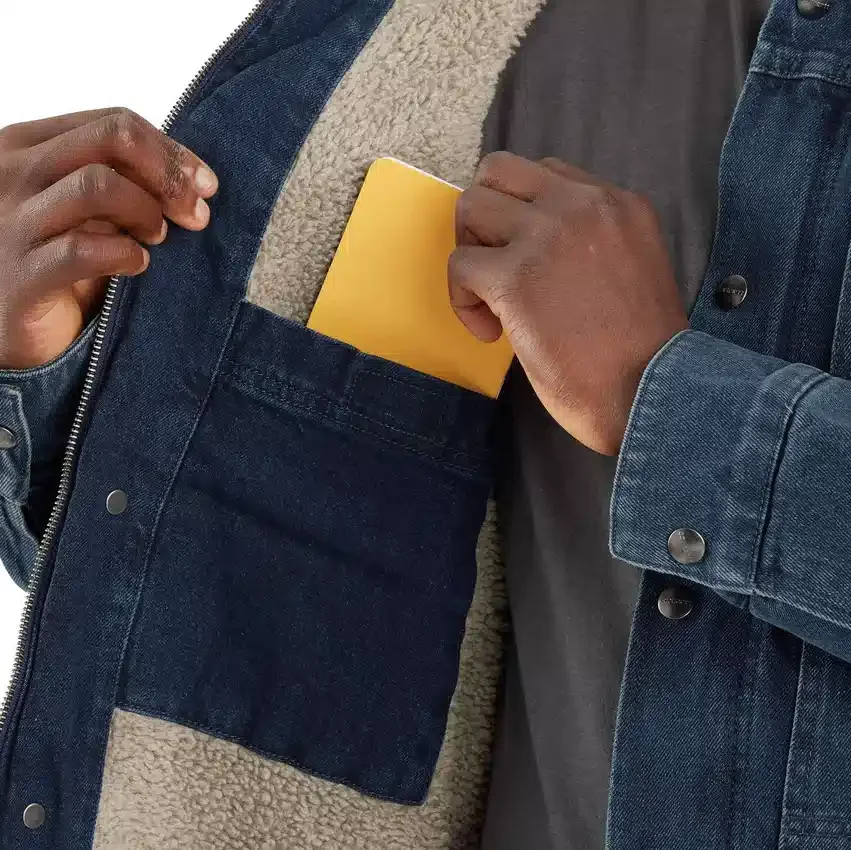 Chaqueta vaquera de corte holgado para hombre con forro de sherpa