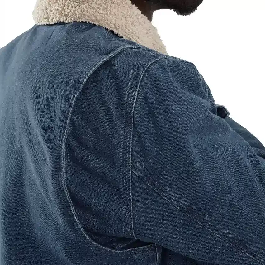 Chaqueta vaquera de corte holgado para hombre con forro de sherpa