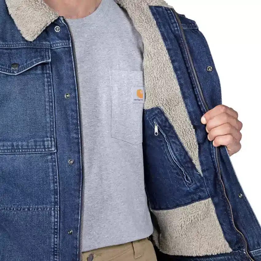 Chaqueta vaquera de corte holgado para hombre con forro de sherpa