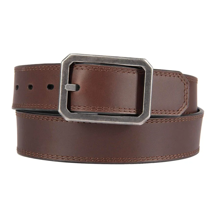 Cinturón de cuero con hebilla central reversible