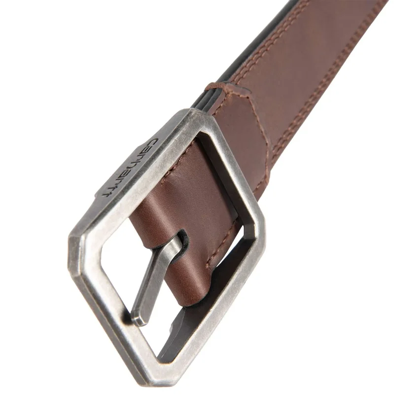Cinturón de cuero con hebilla central reversible