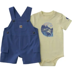 Conjunto de 2 piezas para niño: body con manguitos cortos y pantalones cortos con bolsillos tipo cargo (bebé)
