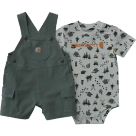 Conjunto de 2 piezas para niño: body con manguitos cortos y pantalones cortos con bolsillos tipo cargo (bebé)