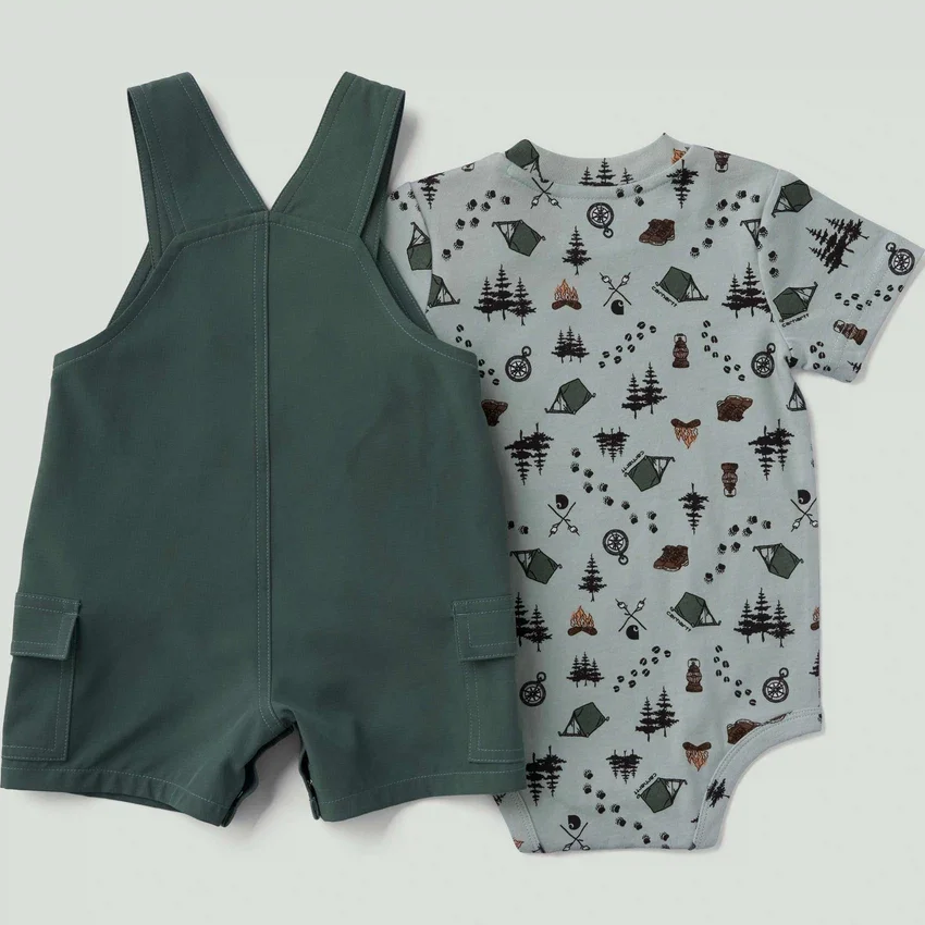 Conjunto de 2 piezas para niño: body con manguitos cortos y pantalones cortos con bolsillos tipo cargo (bebé)