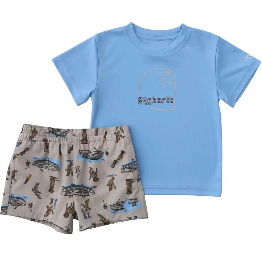 Conjunto de 2 piezas para niño: camisa de manguitos Sun Defender® Force® y pantalón corto de tejido (bebé)