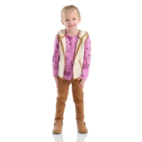 Conjunto de 3 piezas para niñas: chaleco, camiseta estampada y Leggings (niñas pequeñas)