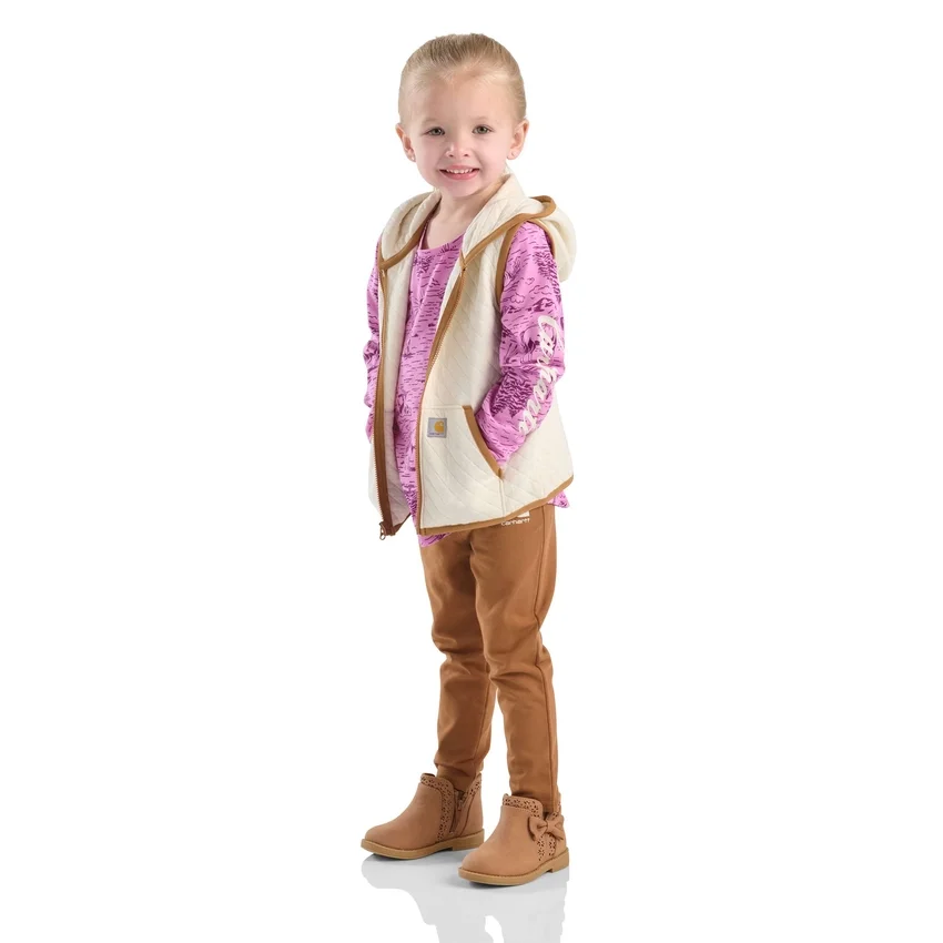 Conjunto de 3 piezas para niñas: chaleco, camiseta estampada y Leggings (niñas pequeñas)