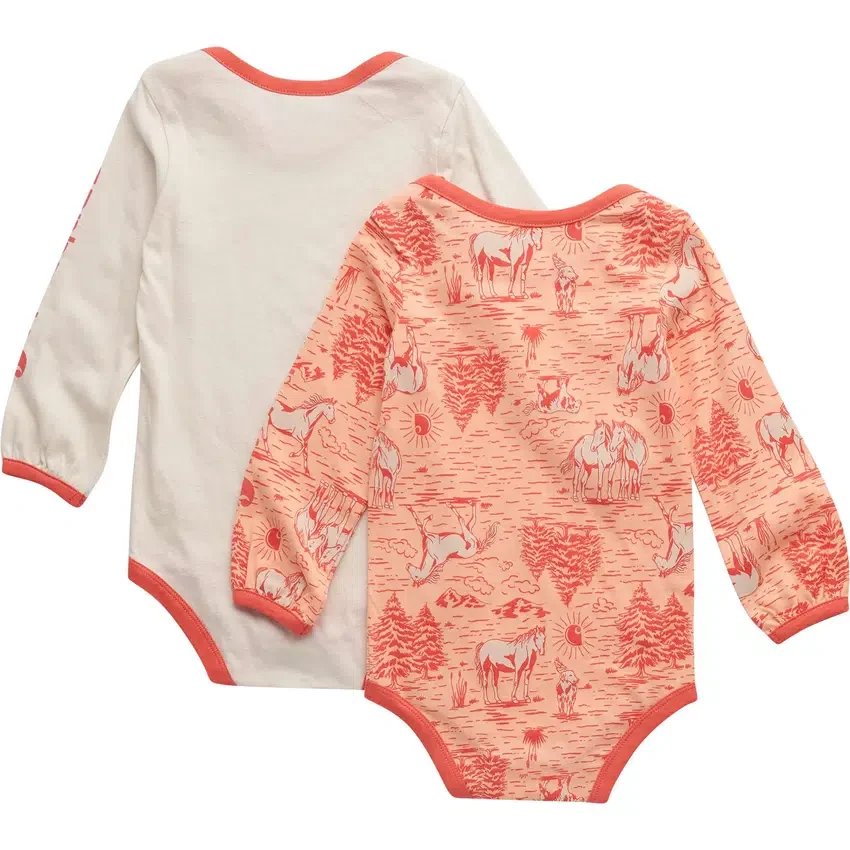 Conjunto de dos piezas para niña: body con manguitos y estampado de granja (bebé)