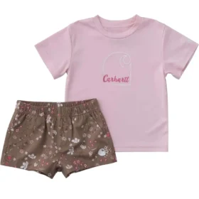 Conjunto de dos piezas para niña: camiseta de manguitos Force Sun Defender™ y pantalones cortos estampados con cintura elástica (bebé)