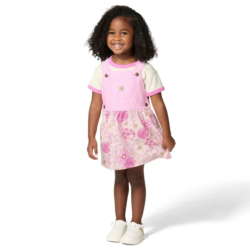 Conjunto de dos piezas para niñas: camiseta con manguitos y jersey estampado (niñas pequeñas)